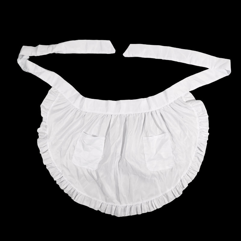 Beautiful Maid Apro Woman Half Waist Cooking Kitchen Black White Lolita Maid European Style Ruffled Cute Pockets Aprons