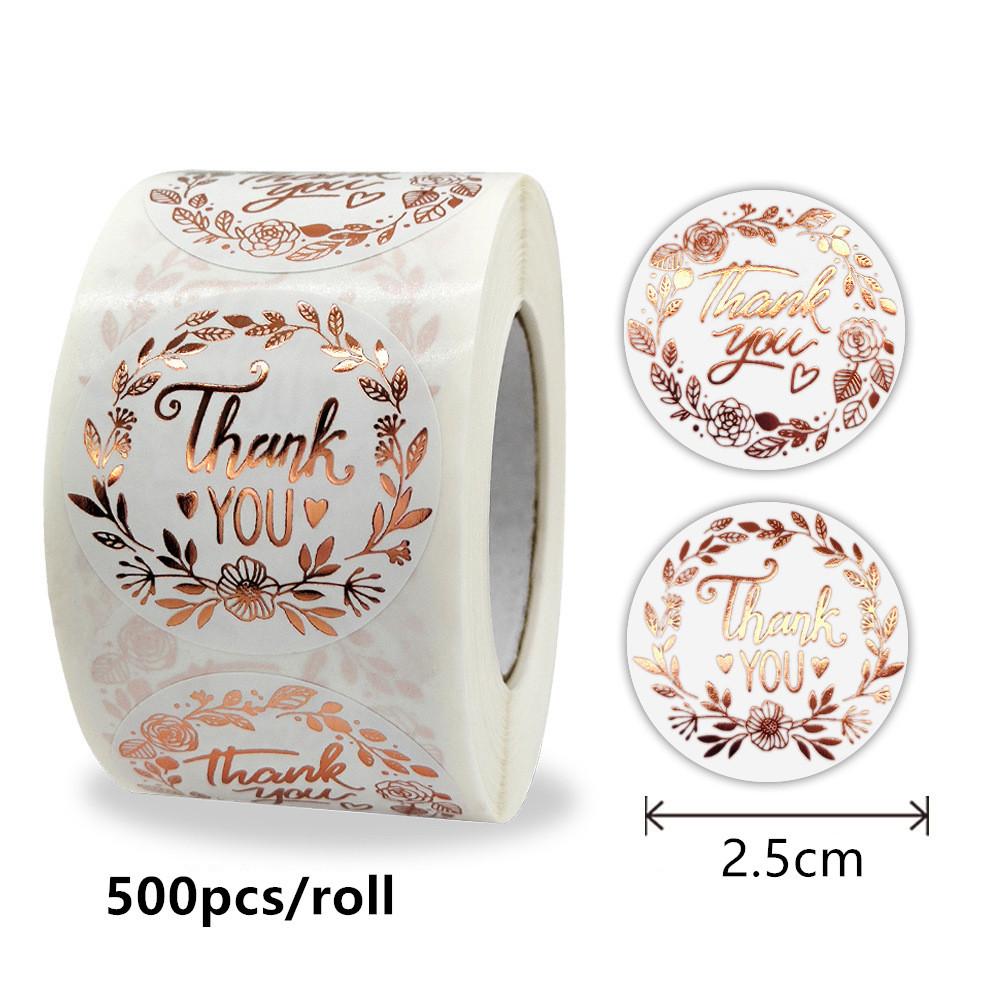 2.5 Cm, Roll Up, Thank You Sticker, Olive Branch, Hot Rose Gold, Self-adhesive Sticker, Label, Sticker, Commercial Sticker, Party Decoration