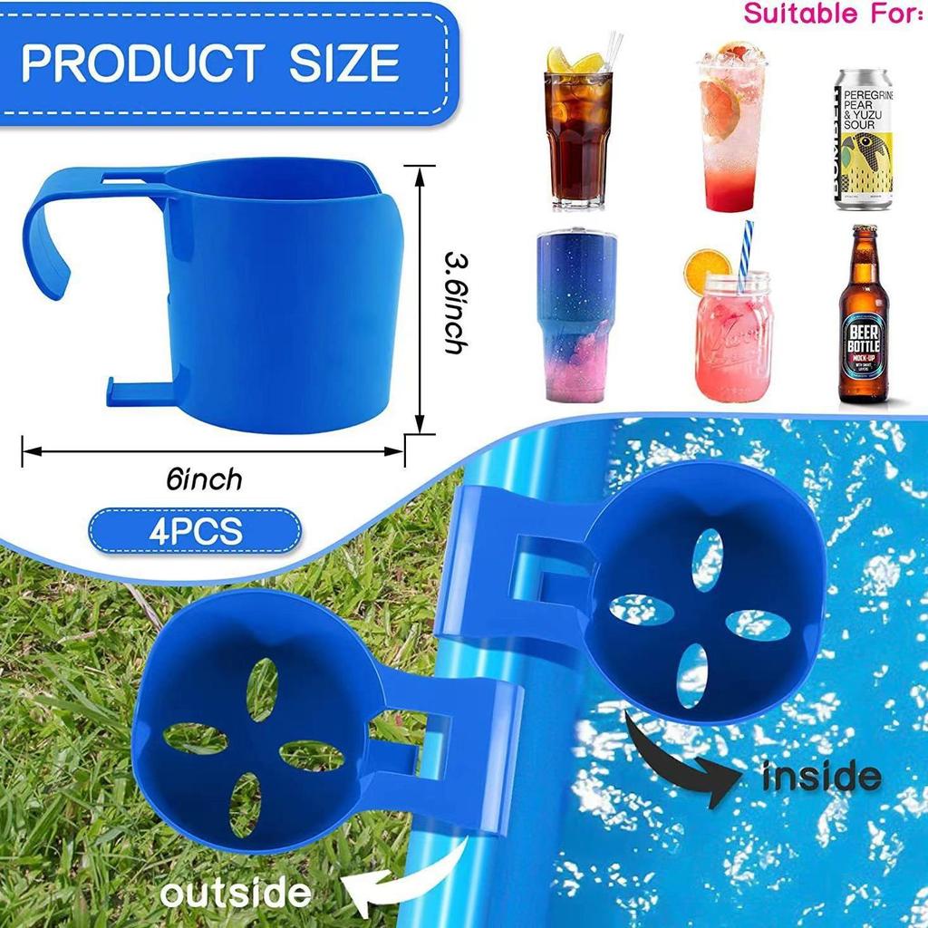 Poolside Cup Holder and Storage Rack for Drinks and Beer
