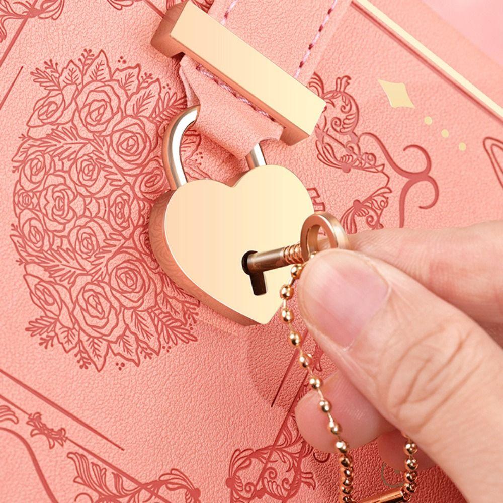 PU Leather B6 Secret Diary Book With Lock Key Secret Journal Portable Rose Code Book Women Girls
