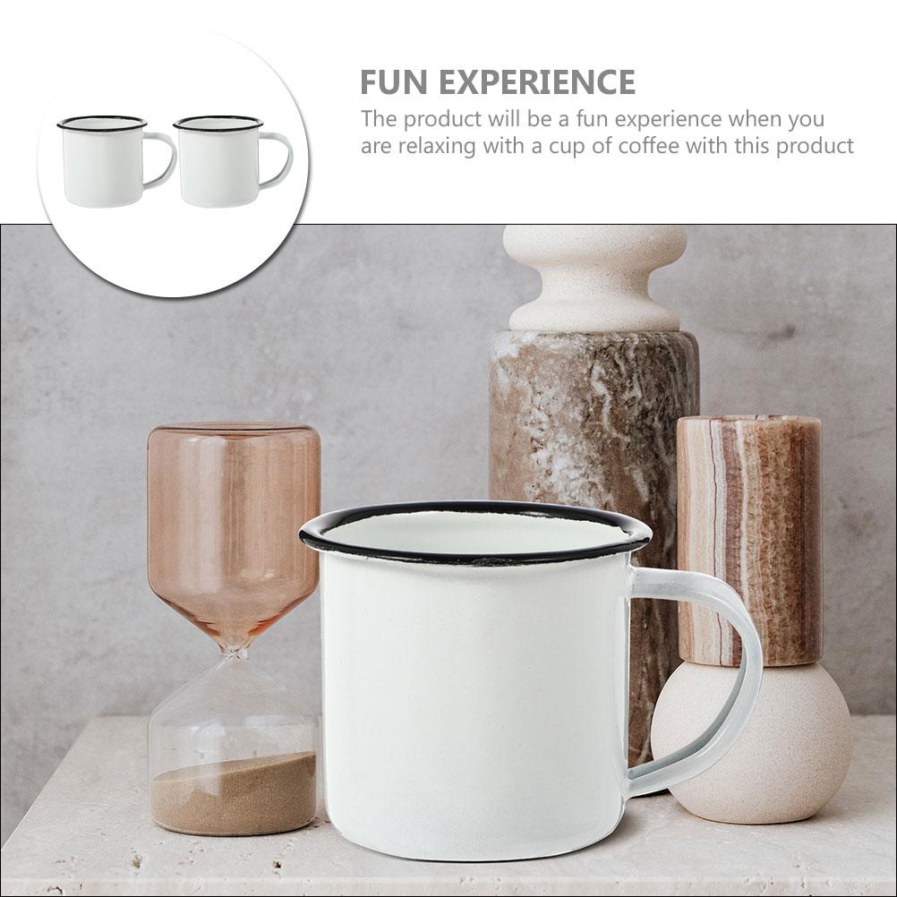 2 Piezas Vaso Antiguo Retro para Beber Tazas de Esmalte Tazas Hierro Casa de Campo Café Rústico Multifunción Agua Vasos para Niños