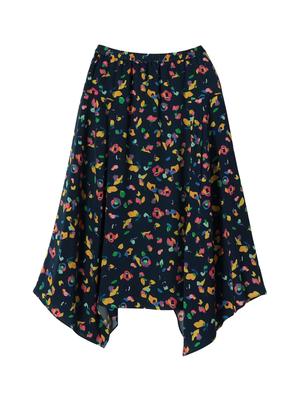 Ships Any Women's Machine Washable SPRINTEX Flower Print Gathered Skirt, Navy, 723200056, One Size