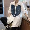 Women Loose Casual Denim Patchwork Blouse Spring Style Long Sleeve Shirt Buttons