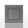 Schwarz Grau Gold Gebürstetes Aluminium Panel Europäischer Standard 2-fach 1-Wege Wandlichtschalter mit LED-Anzeigeleuchte 10A 250V