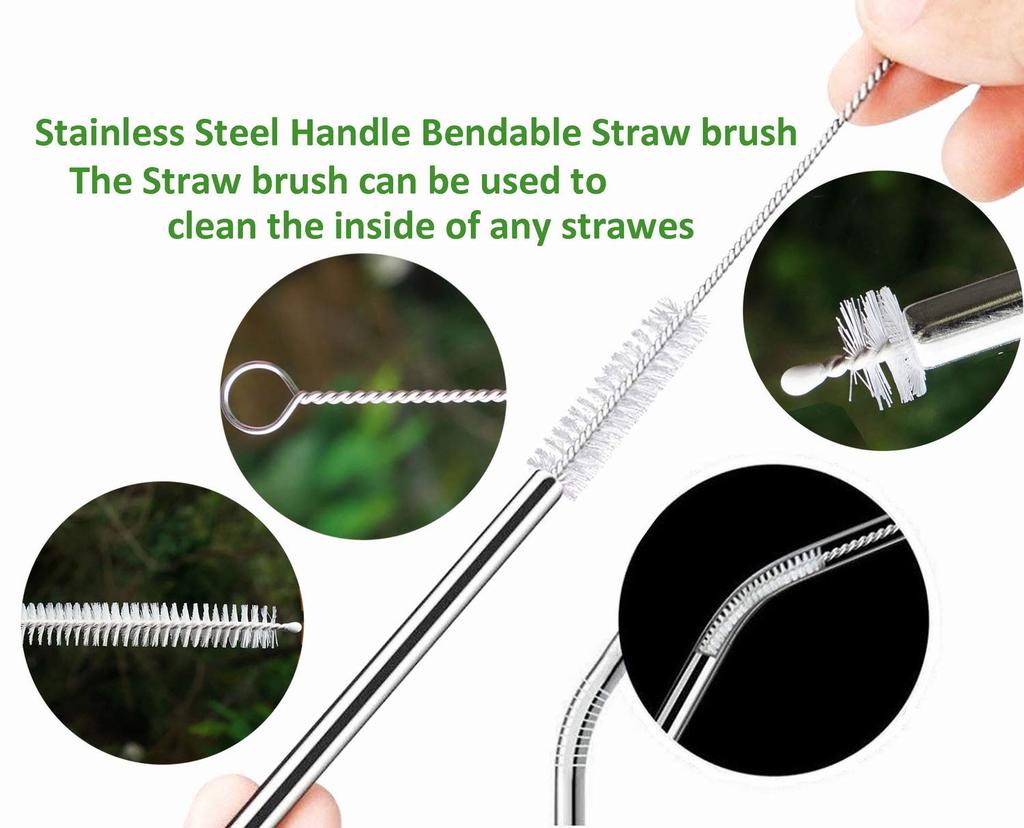 AFUUFA Straw Brush 10 12mm for Multiple Pipe Nylon Stainless Steel Handle Straw Brush Set, Pieces, 12-Inch Extension, Diameter, Sizes, Bristles,