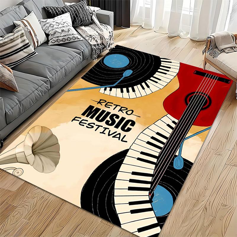 Retro Music Festival Carpet suitable as a non-slip mat for the living room or bedroom sofa