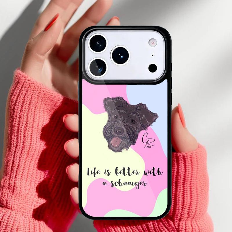Cartoon schnauzer dog Phone Case for iPhone 17 16 15 14 13 Pro Max Back Cover for 12 11 Pro Coque