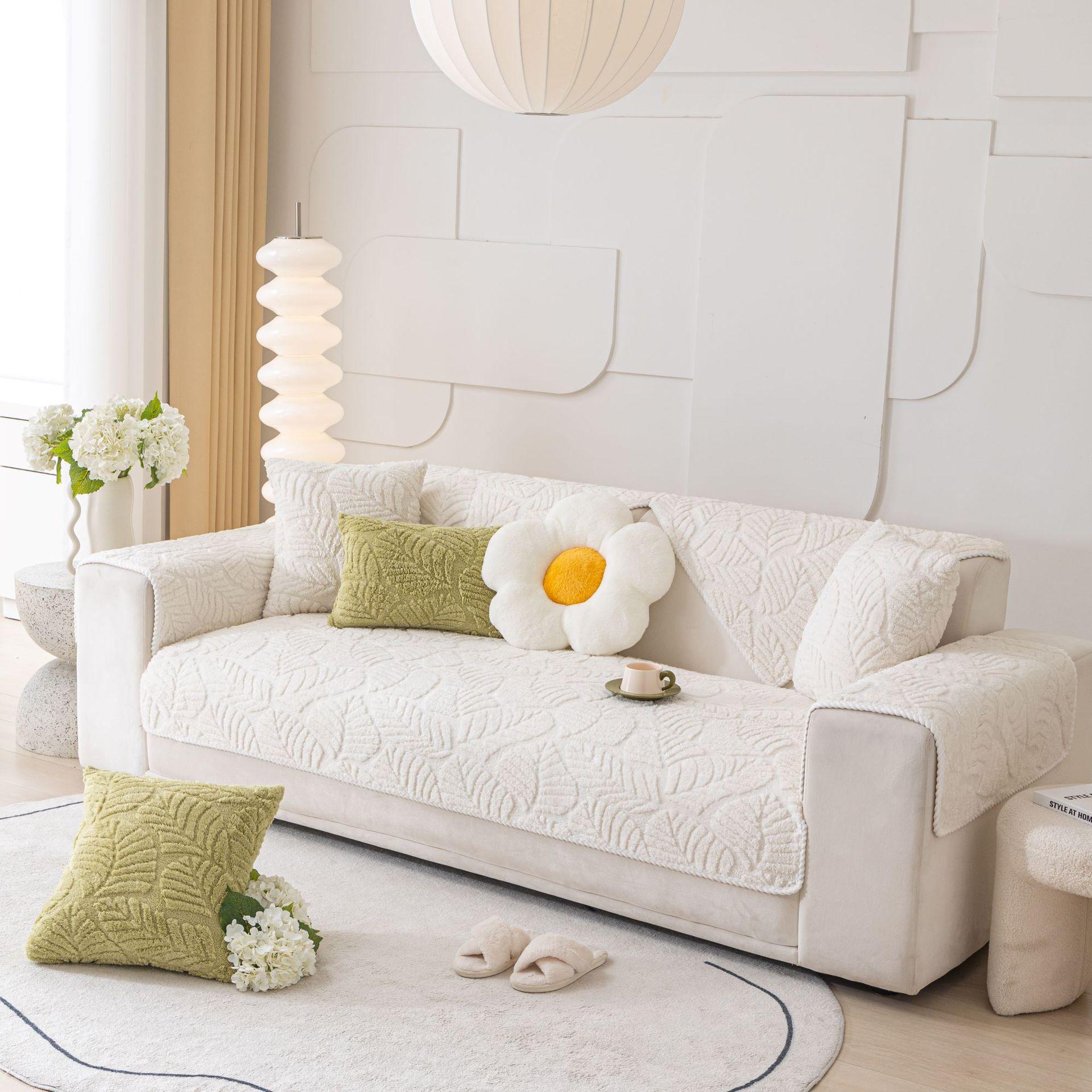 

Современный чехол для дивана Shu Velveteen Living Room Leaf Jacquard Sofa Towel Anti-Slip Protector Solid Color Sofa Protector Slipcases Removable 30x50cm pillowcase