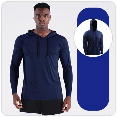 Traje de protección solar para hombre con capucha, manga larga, para fitness, deportes, pesca al aire libre, camisetas de secado rápido para correr, baloncesto, entrenamiento