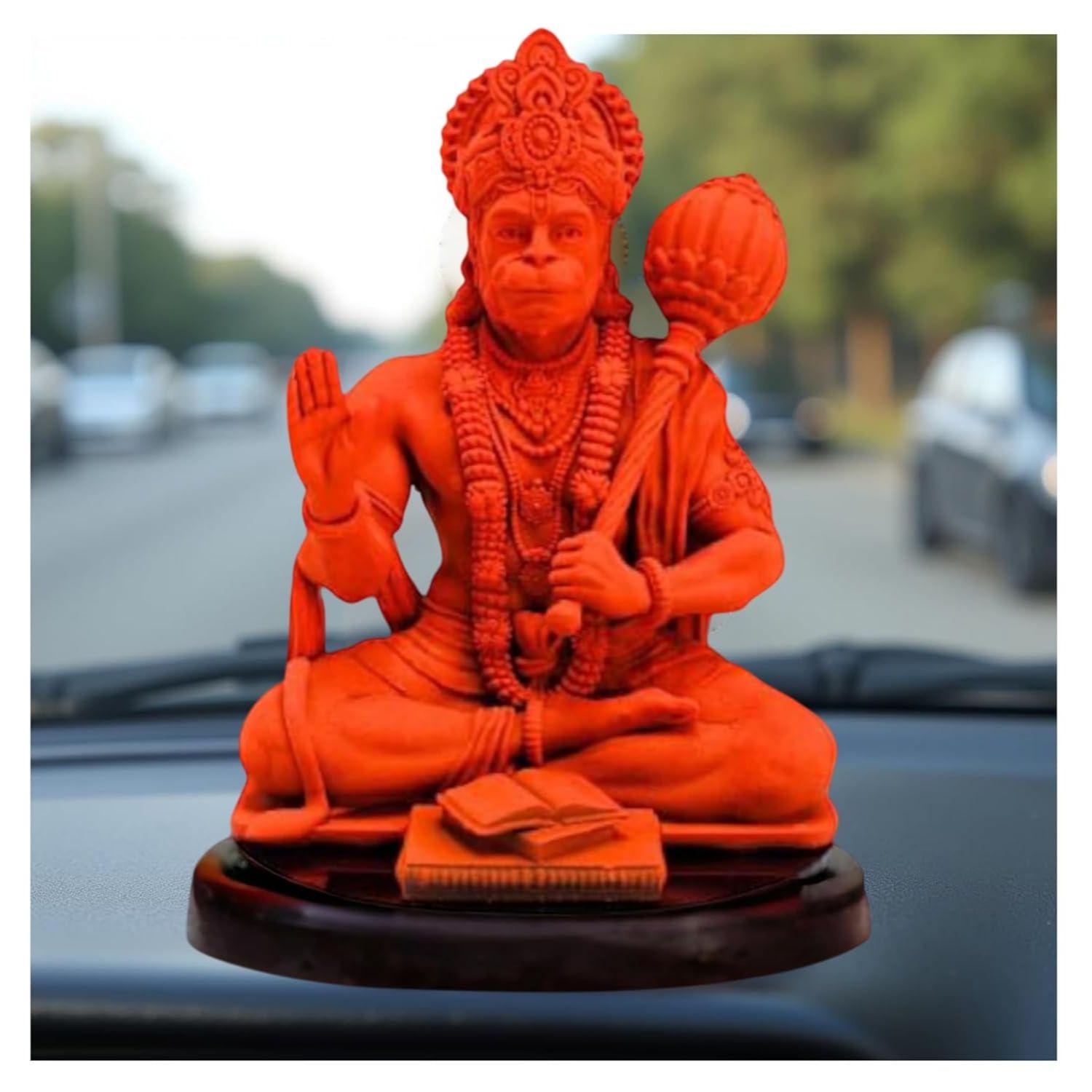 

Bahubali Hanuman Ji Murti for Car Dashboard, Lord Hanuman Idol Statue for Home Decoration and Puja, Made with Resin