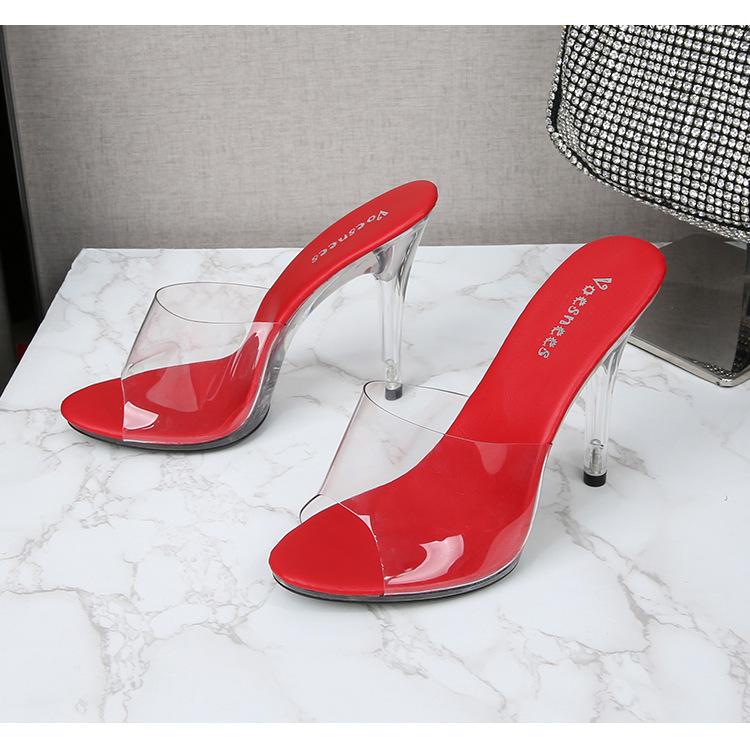 Przezroczyste PCV Kryształowe Sandały Na Wysokim Obcasie Antypoślizgowe Buty Damskie Seria 19861 Obcas 11 cm LFD