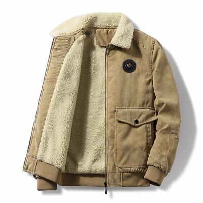 Jaqueta Masculina de Veludo Cotelê de Primavera e Outono Acolchoada Acolchoada Acolchoada Espessada Acolchoada Papai Inverno Jaqueta Masculina