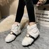 Fashion Winter New Low-heel Snow Boots Women's Fashion Round Head Plush Side Zipper Metal Buckle Anti-slip Wear-resistant Short Boots