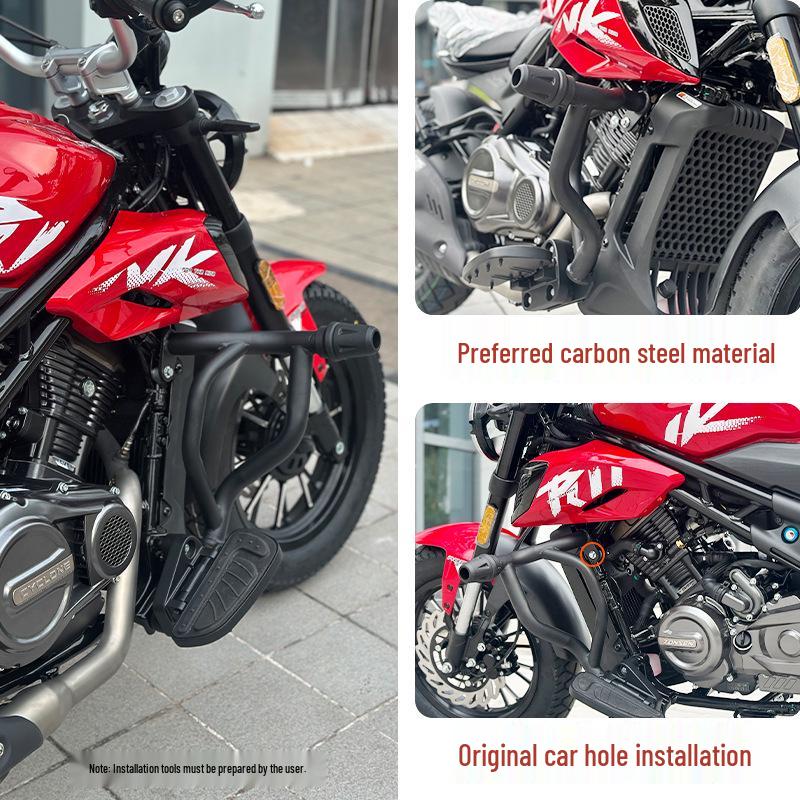 Zongshen Punk CVT190 Carbon Steel Black Bumper Guard with Anti-fall Rubber Head Reinforcement