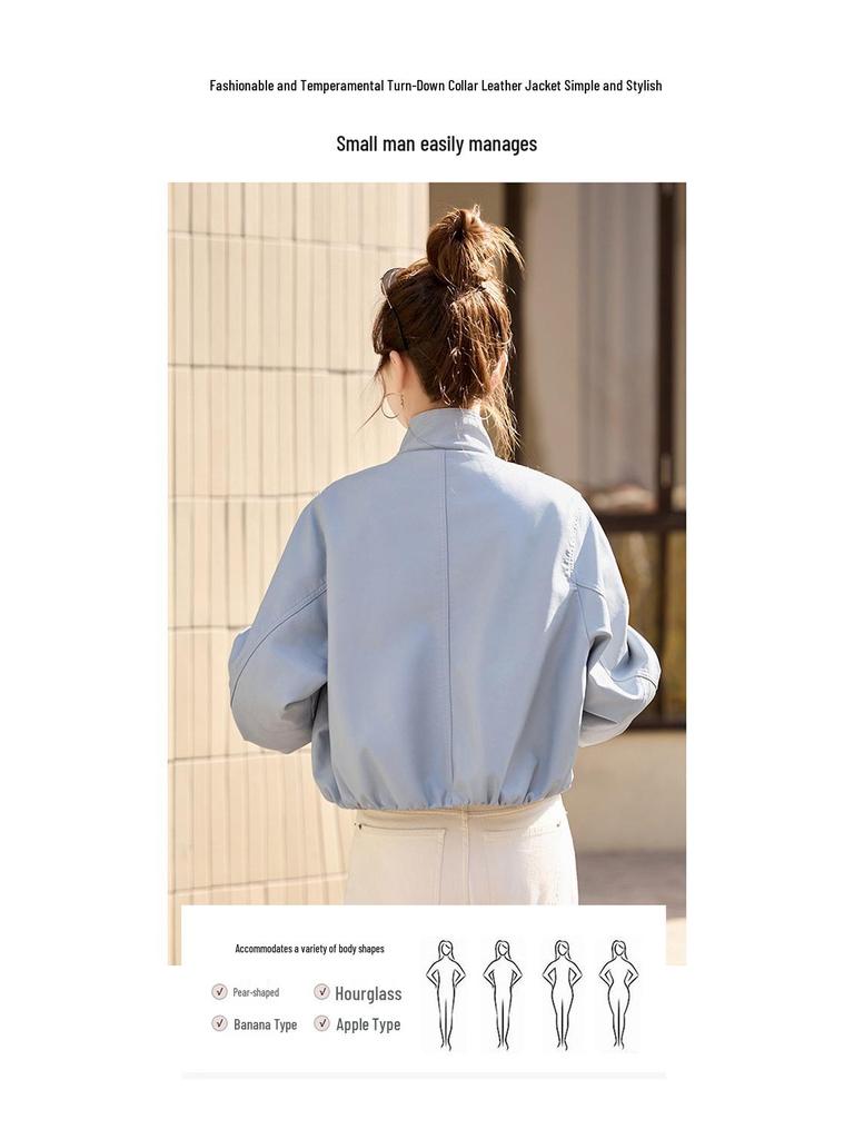 Women's Genuine Lambskin Motorcycle Leather Jacket - Short Coat, Spring/Autumn 2025 Edition