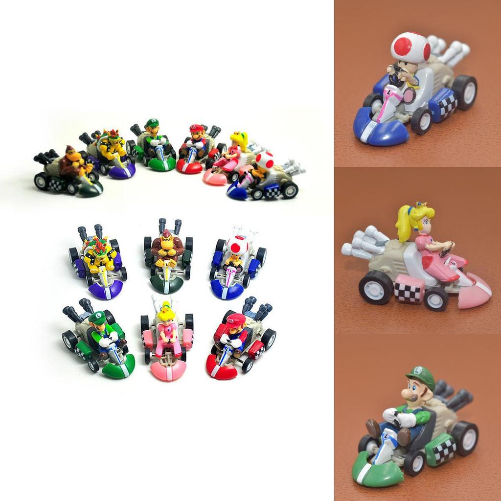 Super Mario Bros Kart Rückziehauto Actionfigur Set 6 Stück Bunte Sammlerstücke