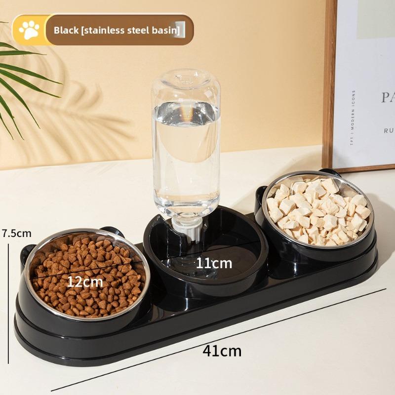 

Двойная миска для кошек с наклонным краем оснащена автоматической поилкой и кормушкой для предотвращения ее опрокидывания. Steel bowl чёрный