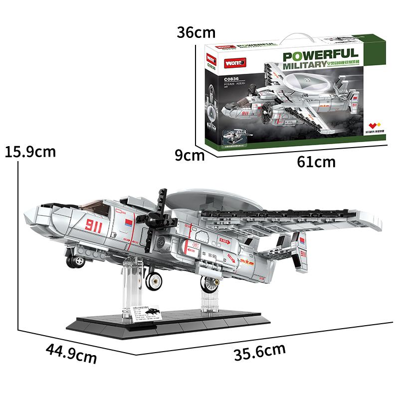WOMA TOYS C0836 829 buc argintiu jucărie mare cu reacție militară forțelor aeriene avion de transport blocuri de construcție pentru copii