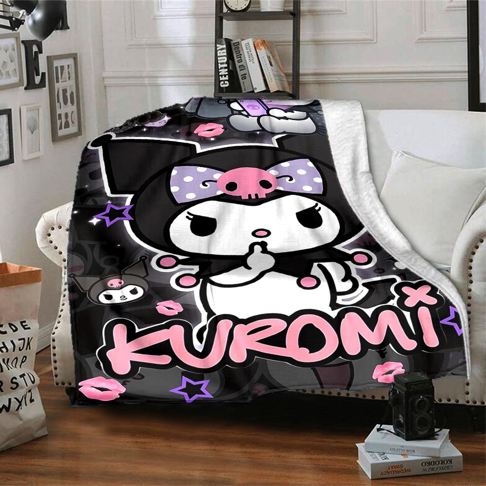 1pc Sanrio Kuromi4 Blanket, Gift, for Men and Women, Soft Blanket, Good for Sofa Bed Couch Travel, Lightweight Flannel Blanket