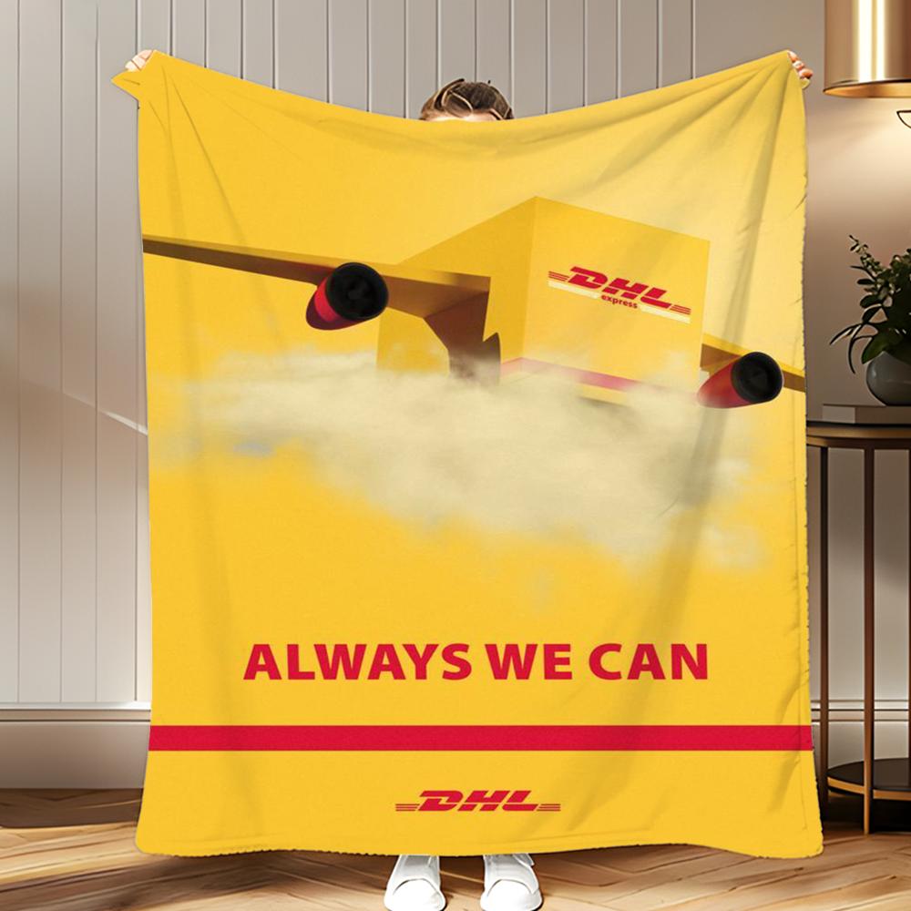 popular logistics brand DHL Express Throw Soft Coral Fleece Blanket 310gsm Fluffy Warm Throw for Sofa Bed Couch Bedroom Decor 75x100cm