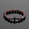 Natural Tiger Eye Quartz Turquoise Volcanic Stone Elastic Beaded Bracelets for Men Women Personality Cross Bracelet Jewelry Gift