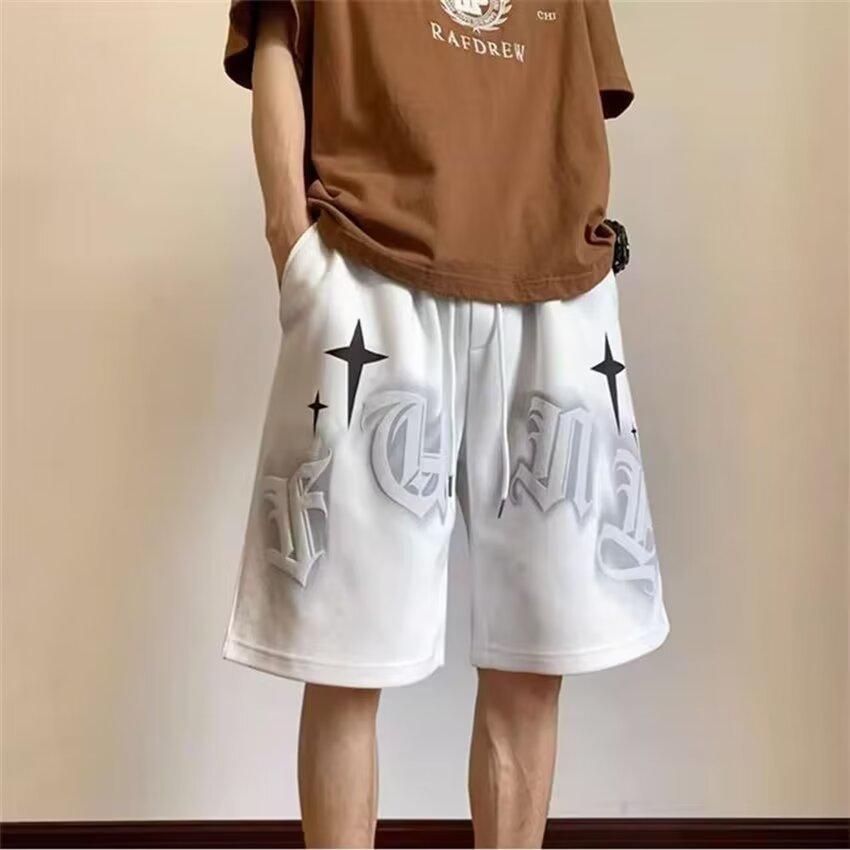 Summer Boys Loose English Printed Pinnie Pants for Students Basketball Casual Sports Shorts