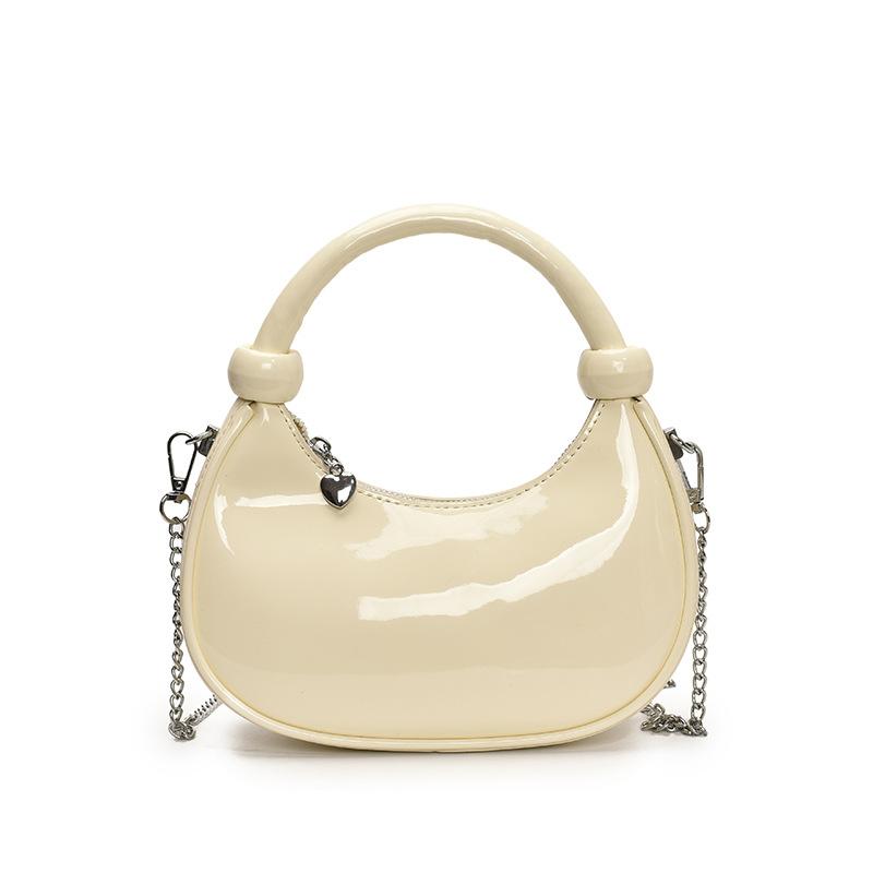 Trend wholesale fashion simple personality patent leather portable dumpling bag casual versatile commuter chain messenger bag women