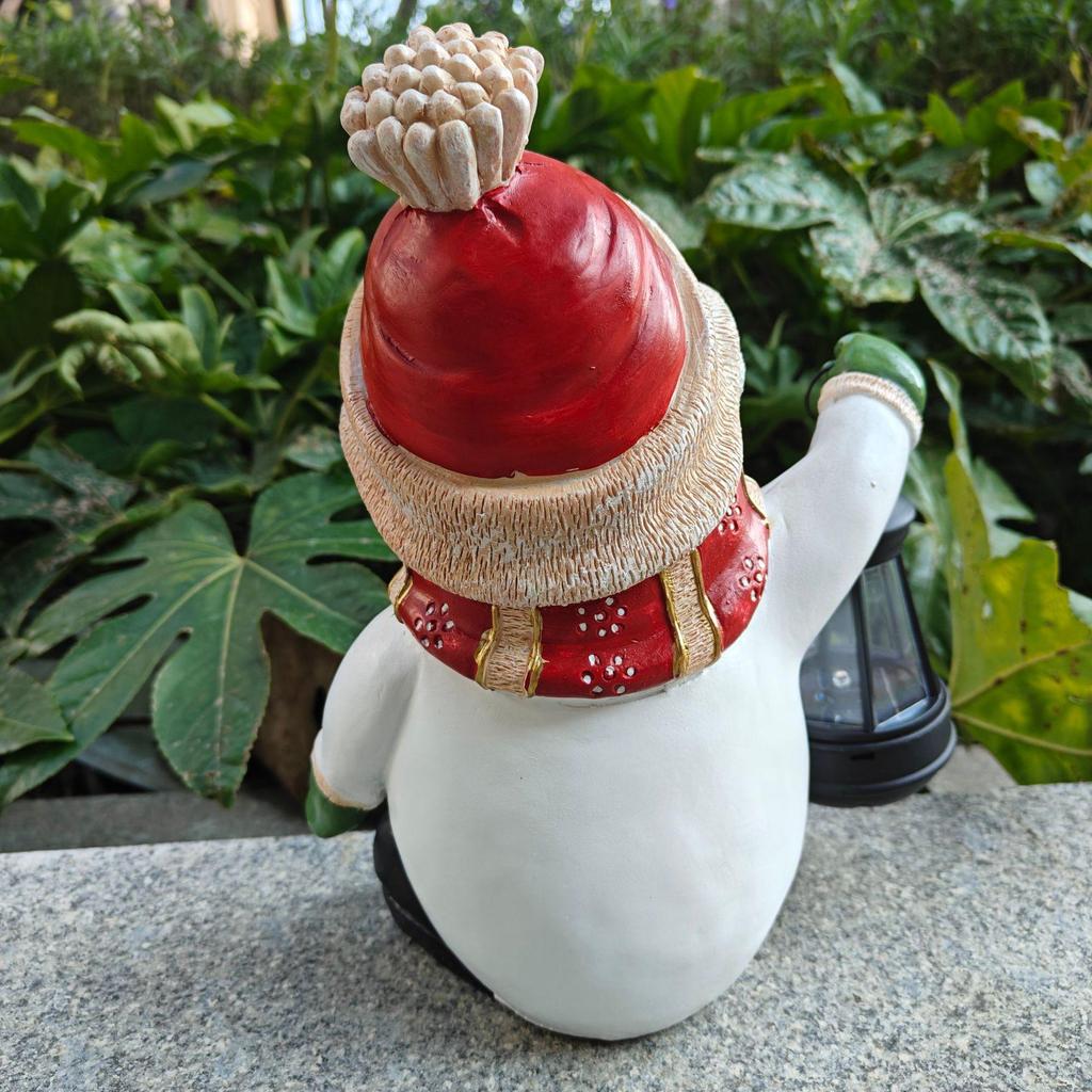 Solar-Powered Snowman Lantern - Outdoor Christmas Resin Ornament