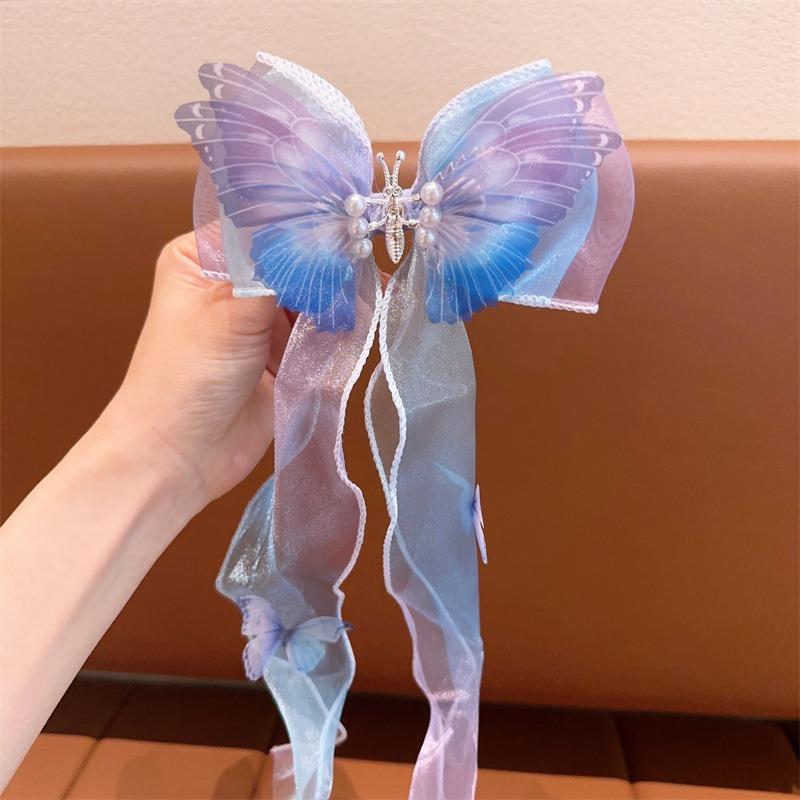 Super Fairy Bow Headwear  Hair Band Girls' Hair Tie  Hair Ribbon  Pearl Tassel  Braid  Hair Clip  Girls' Hair Accessory  Children's Hair Clip