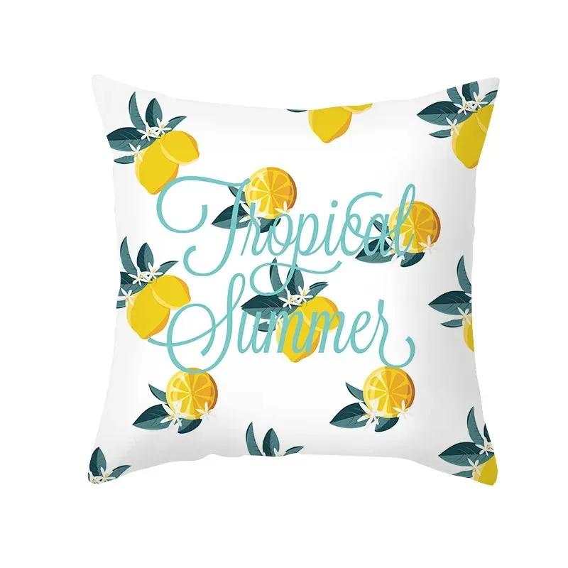 Yellow Green Pillowcase Lemon Letter Decoration Summer Fruit Cushion Cover Sofa Nordic Home