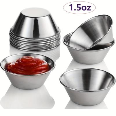 Stainless Steel Korean Style Seasoning & Sauce Dish with Cup for Salad Dressing and Dips