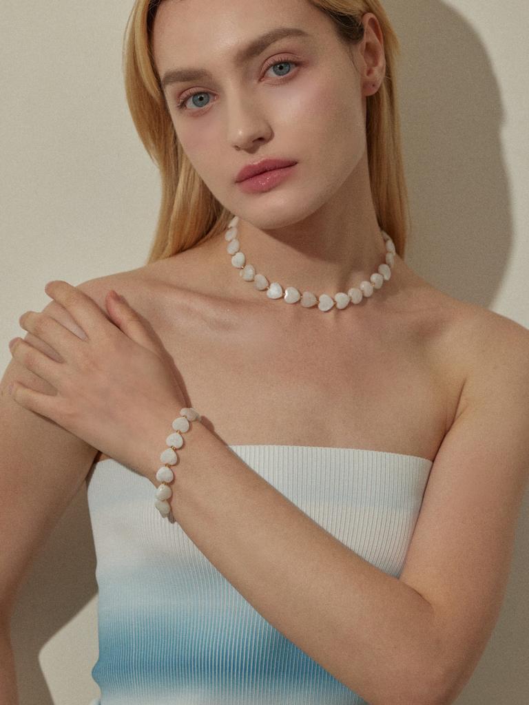 Favoritenoun Heart Stone Necklace_Pink