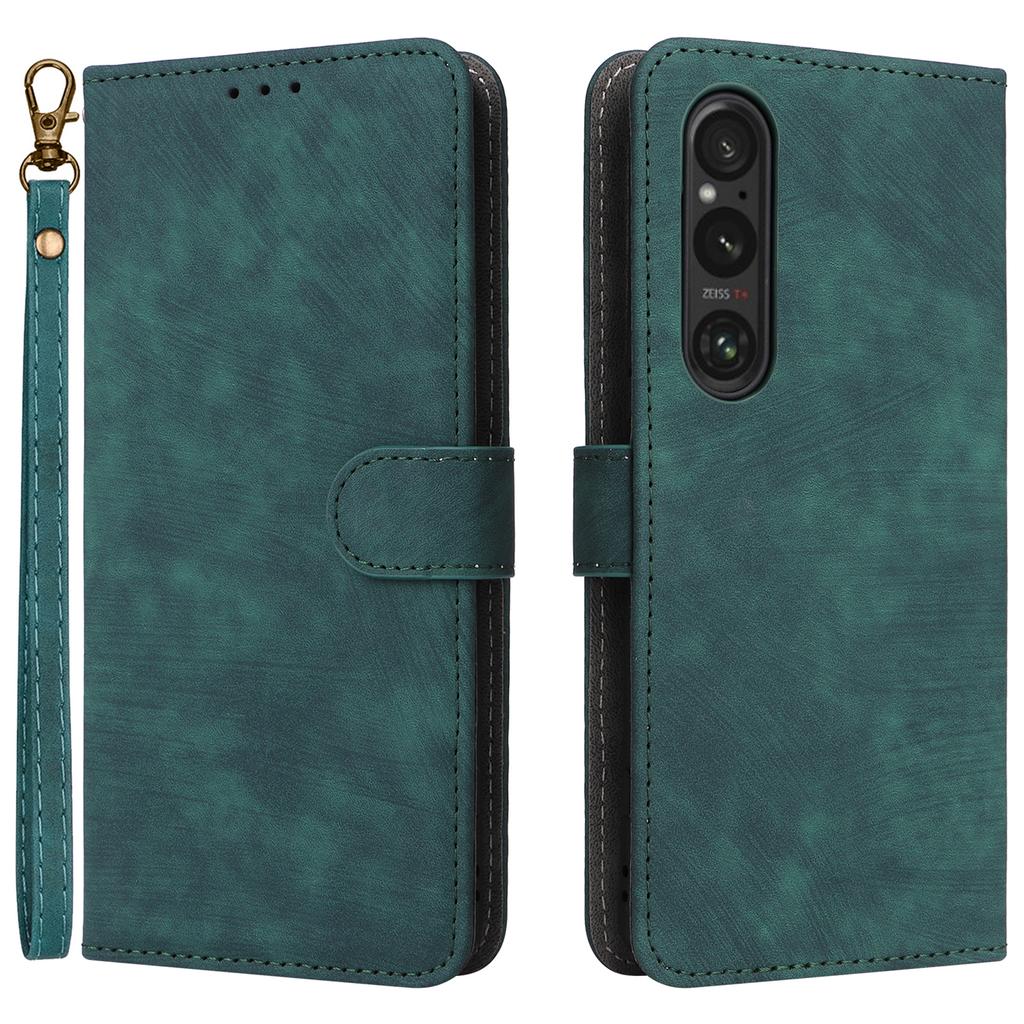 For Sony Xperia 1 VI Leather Case RFID Blocking Wallet Cover with Wrist Strap