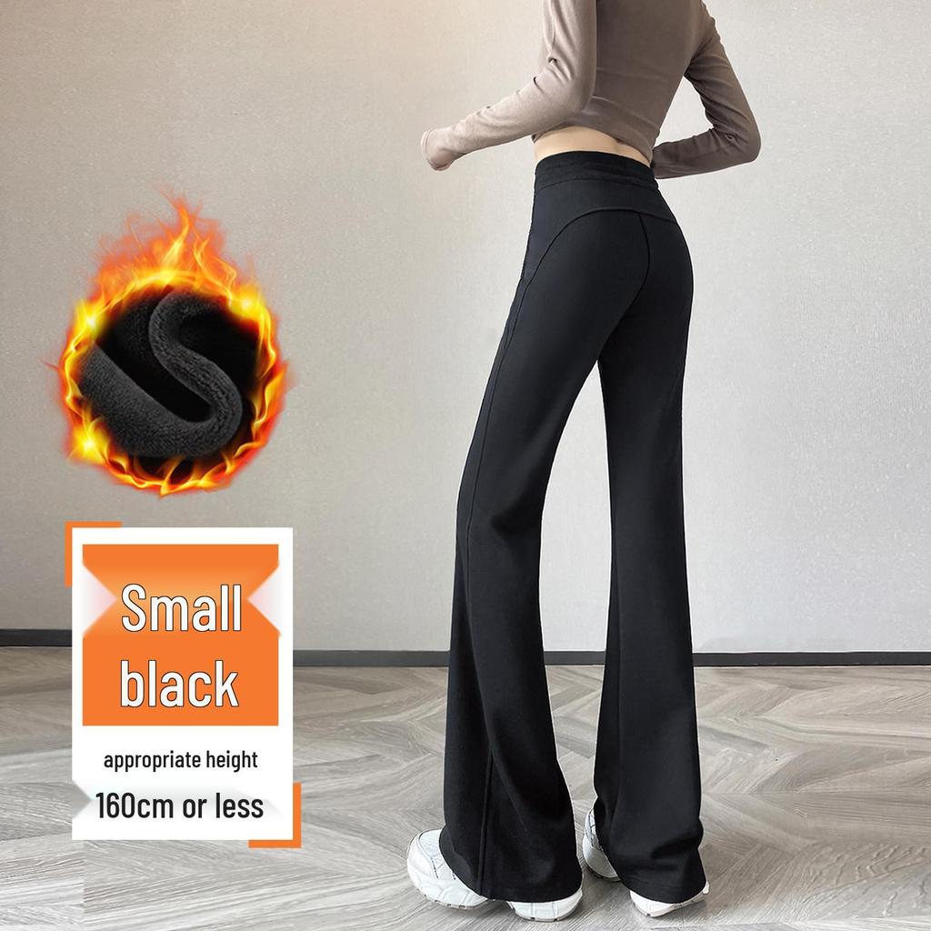 Women's 2026 Gray Petite High-Waisted Micro-Flare Yoga Sweatpants with Plus Velvet