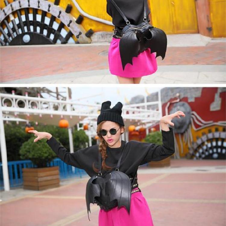 Zaino in Pizzo Trendy ad Ali di Pipistrello Rucksack in PU Daypack Gotico per Shopping e Appuntamenti
