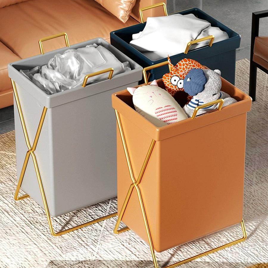 Collapsible Laundry Hamper Foldable Laundry Basket for Home Dirty Clothes Storage bianco