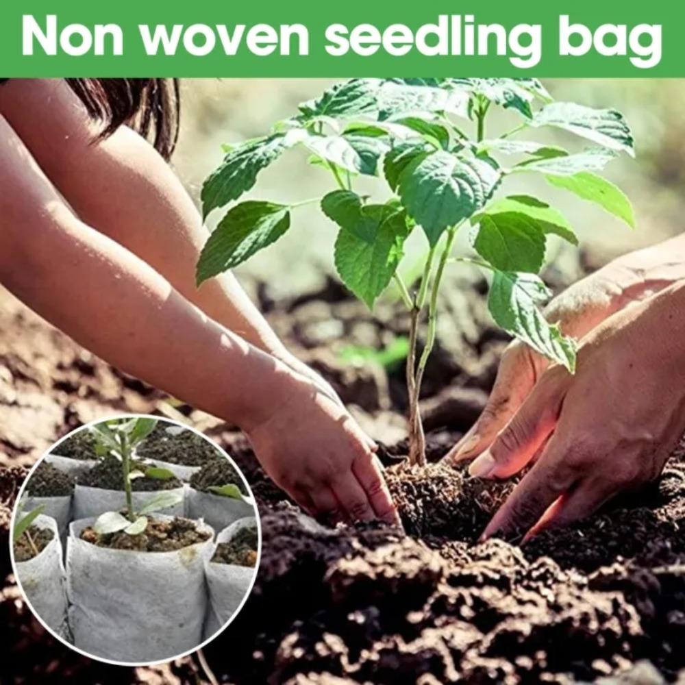 100Pc Biodegradable Nursery Bag Non-Woven Plant Nursery Bag For Vegetable Transplant Flower Seed Breeding Home Garden Supply