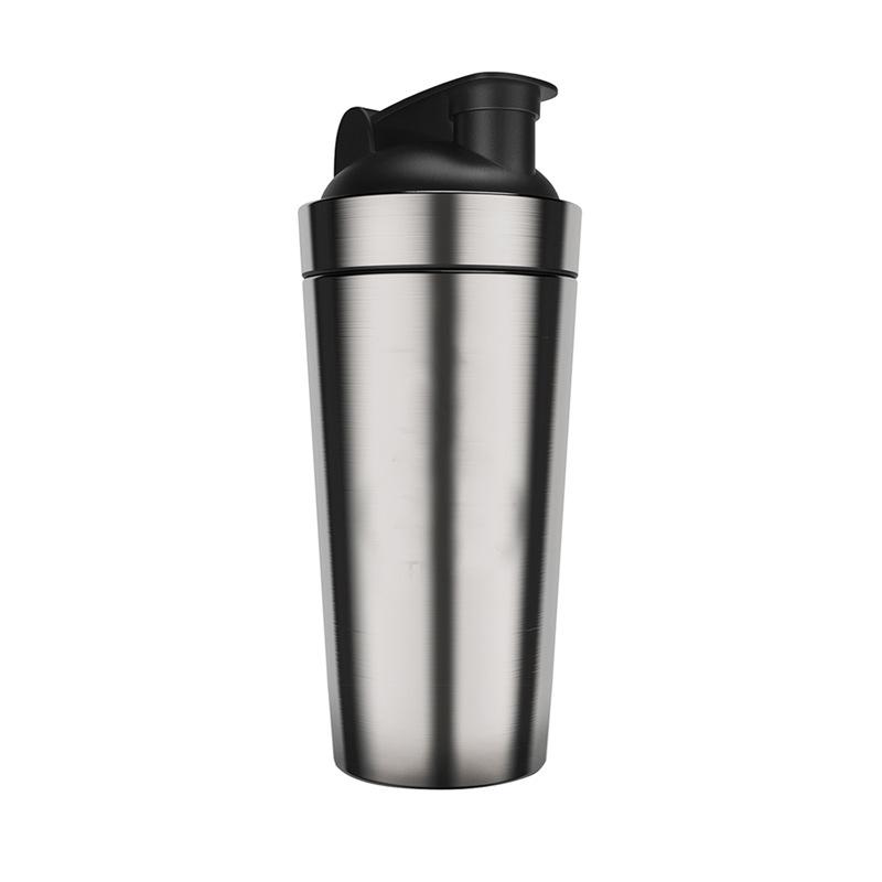 Edelstahl Shakerflasche mit Skala - Protein-, Fitness- & Sportwasserflasche zum Mischen von Enzymgetränken & Mahlzeitenersatz