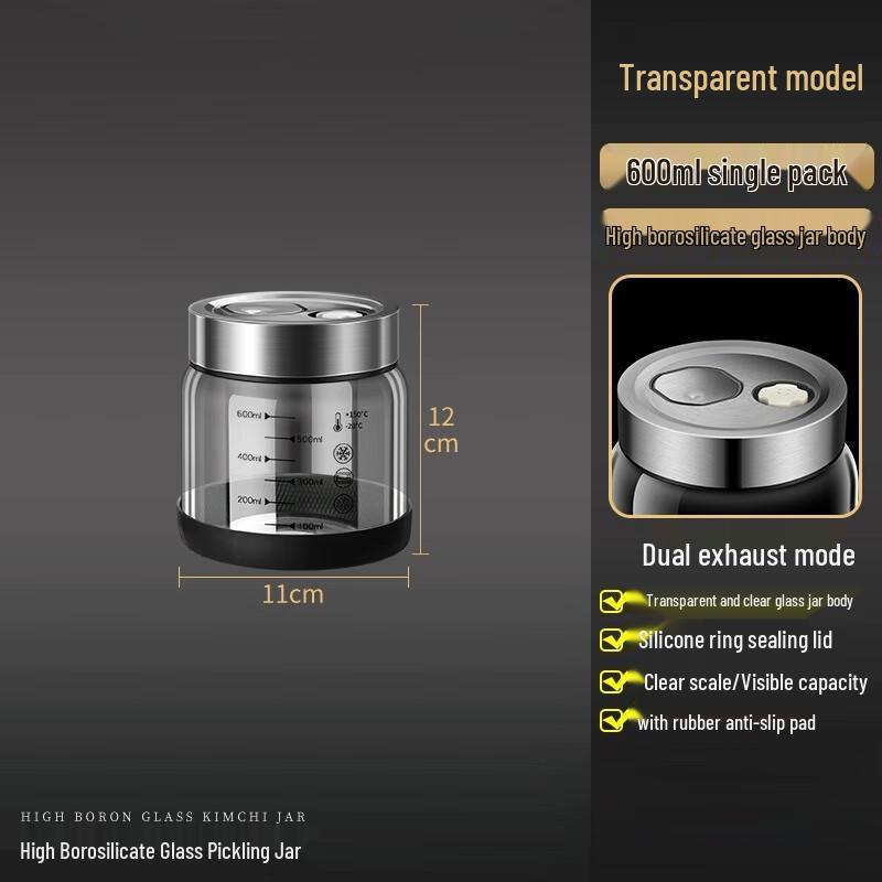 600ML Glass Kimchi Refrigerator Storage Container