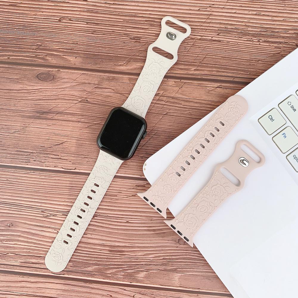 Engraved Strap for Apple watch band 45mm 44mm 42mm 49mm 40mm 41mm Silicone Bracelet Correa iWatch Series 8 9 7 6 5 4 3 Ultra SE