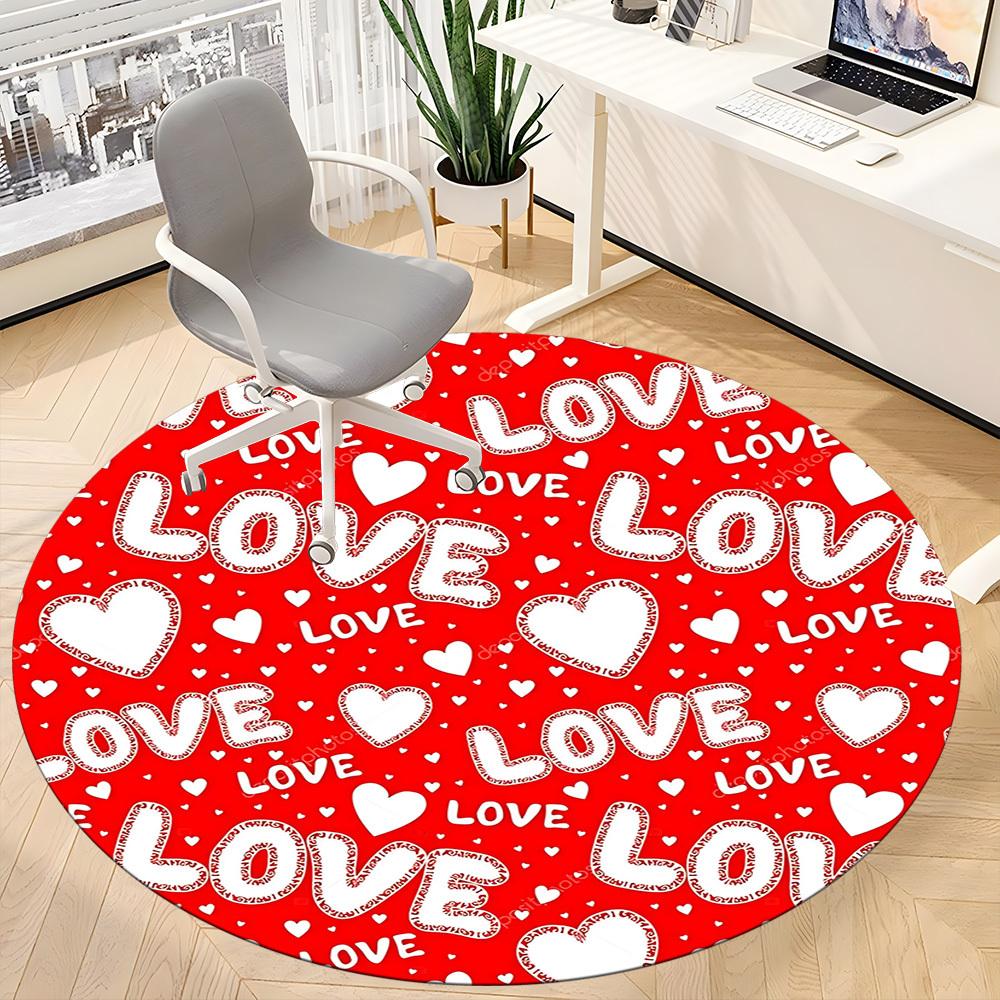 1pc Love, Heart Carpet for Office Non-Slip, Round Carpet, Soft & Comfortable, Carpet for Office, Lightweight Round Floor Mat