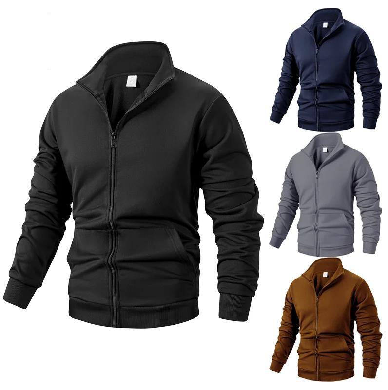 Men's Long Sleeve Zipper Jacket Coats Solid Color Autumn S-3XL Warm Sweatshirts Casual Baseball Jacket Outdoor Streetwear