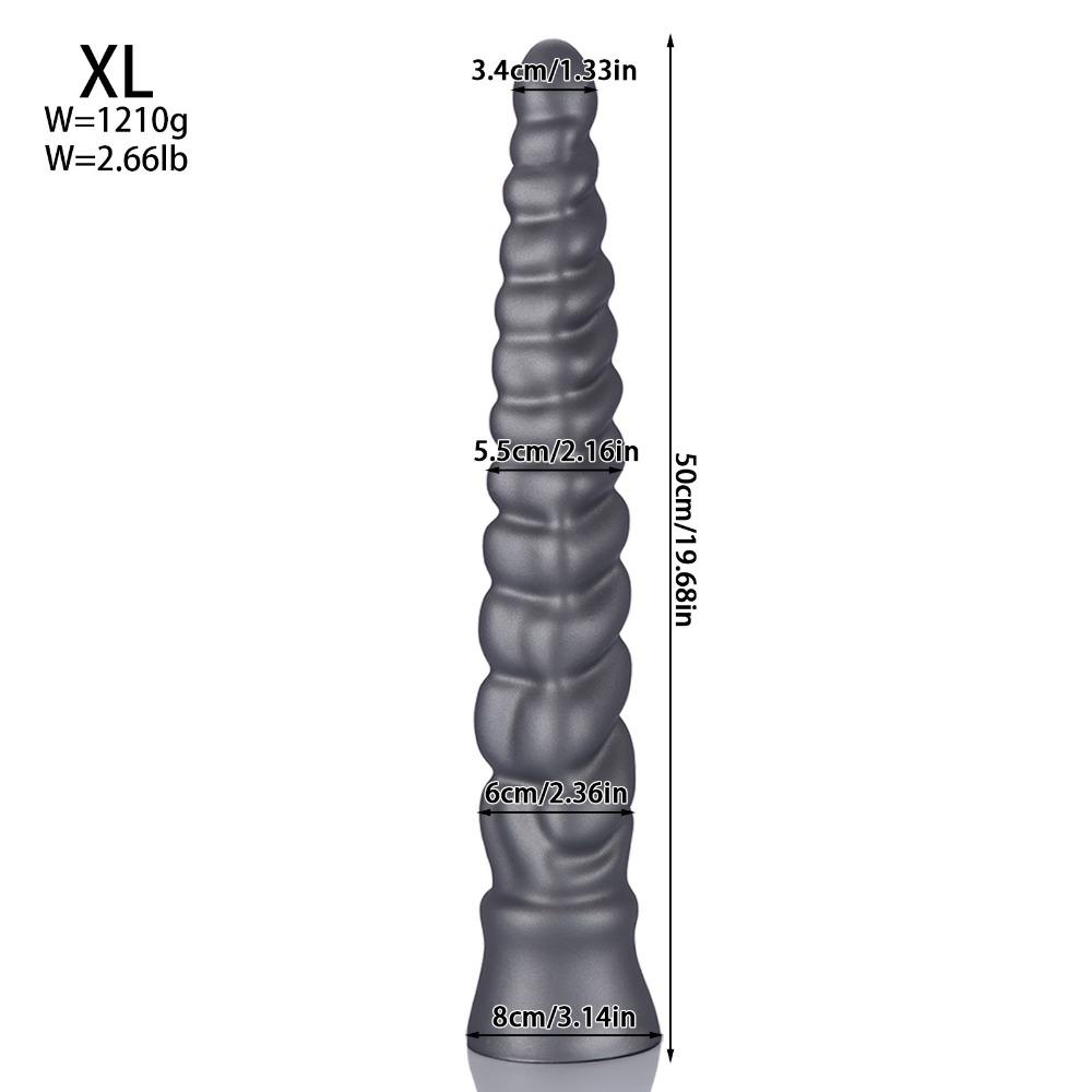 Extra Long Spiral Ridged Anal Plug - Silicone Dildo for Deep Stretching & Prostate/G-Spot Stimulation, Sex Toy for Men & Women