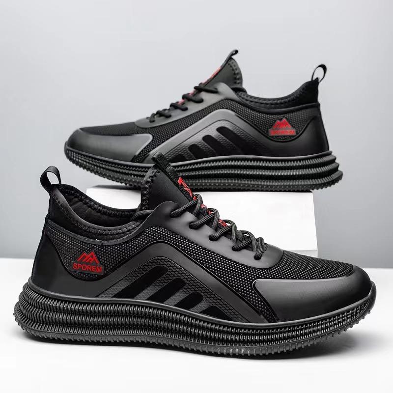 Soft-soled Casual Shoes for Men's New Simple Black Sneakers Breathable and Non-slip Outdoor Tooling Shoes for Men