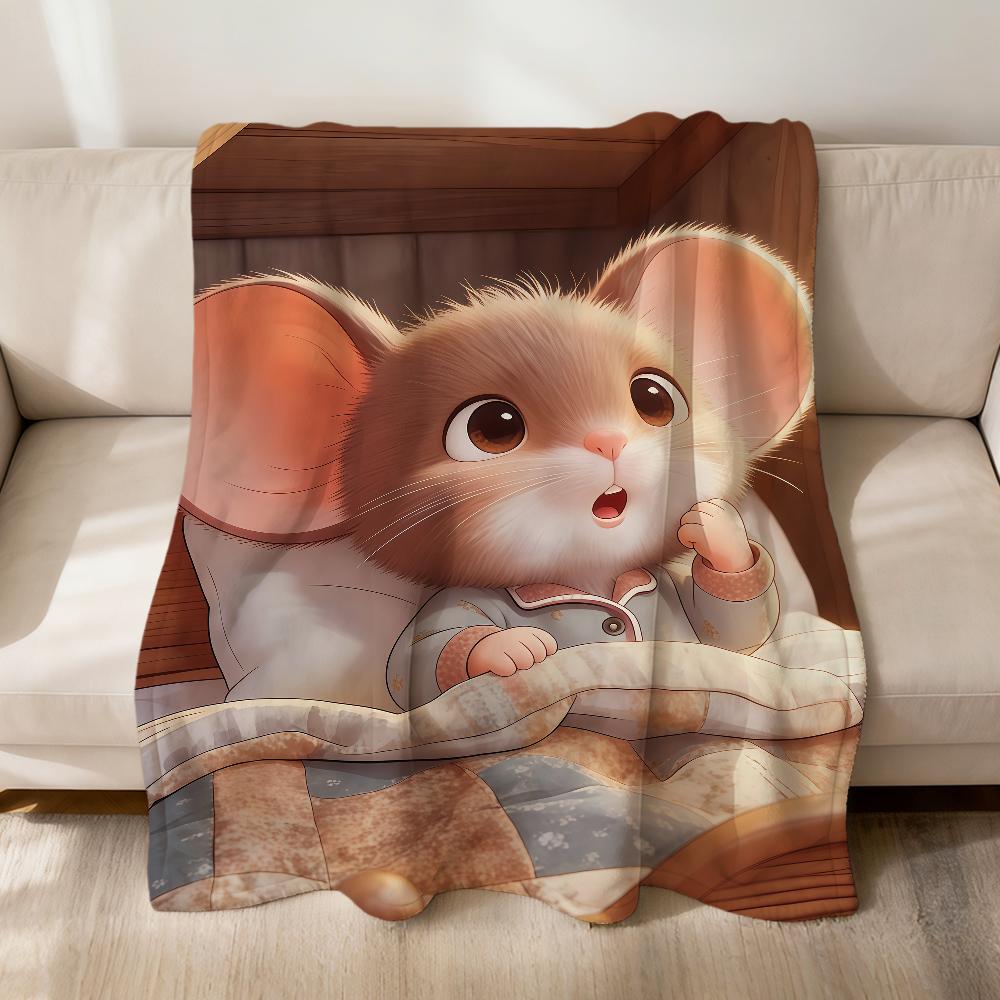 

funny art cute cartoon Pajama Mouse Flannel soft warm plush blanket sofa living room pet hogar bedroom gift home Car portable 75x90cm