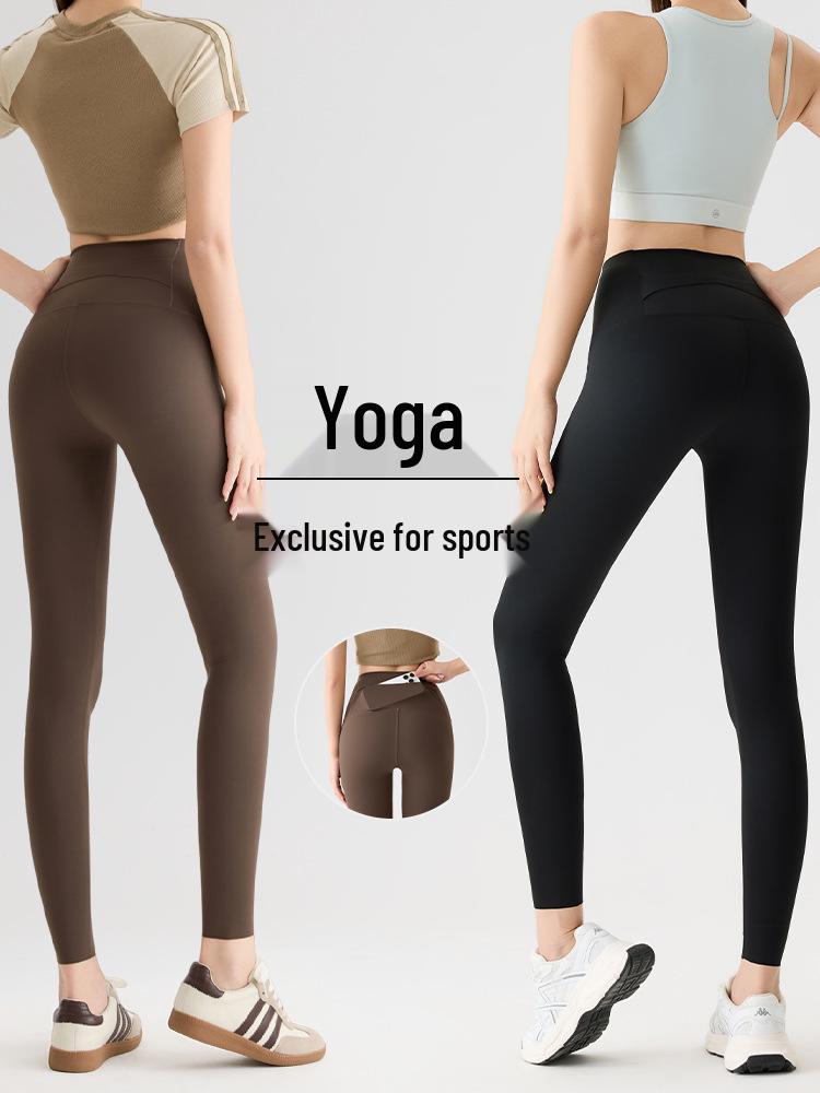 Spring 2026 Slim Fit Yoga Pants: Abdominal and Hip Support, Back Waist Pocket, Solid Color, Outdoor Wear, Tight-Fitting, Thin Style, New Arrival.
