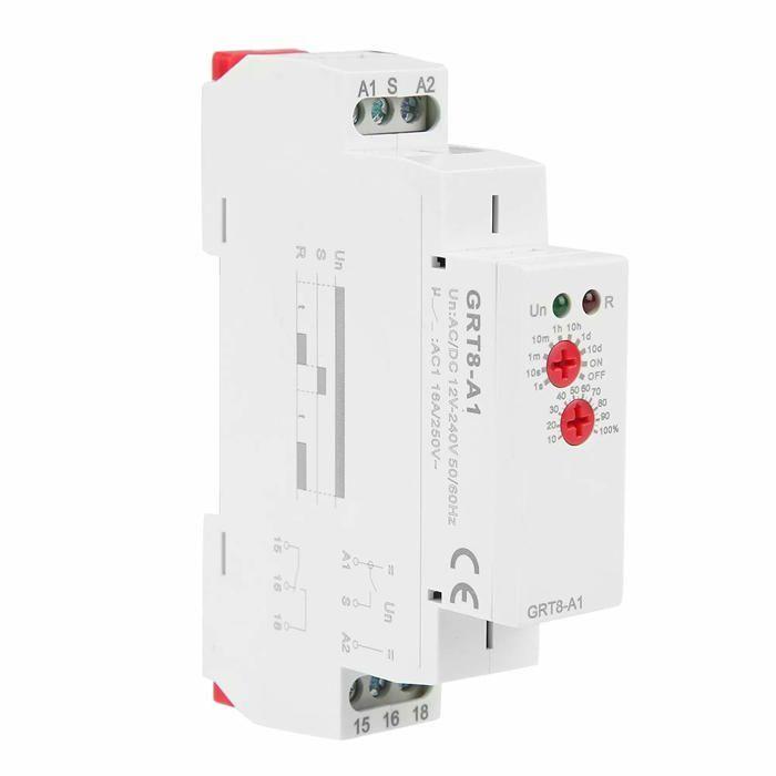 GRT8-A1 Start Timer Relay, Mini LED Timer Relay On DIN Rail with Single Function 35 Mm (50-60Hz)