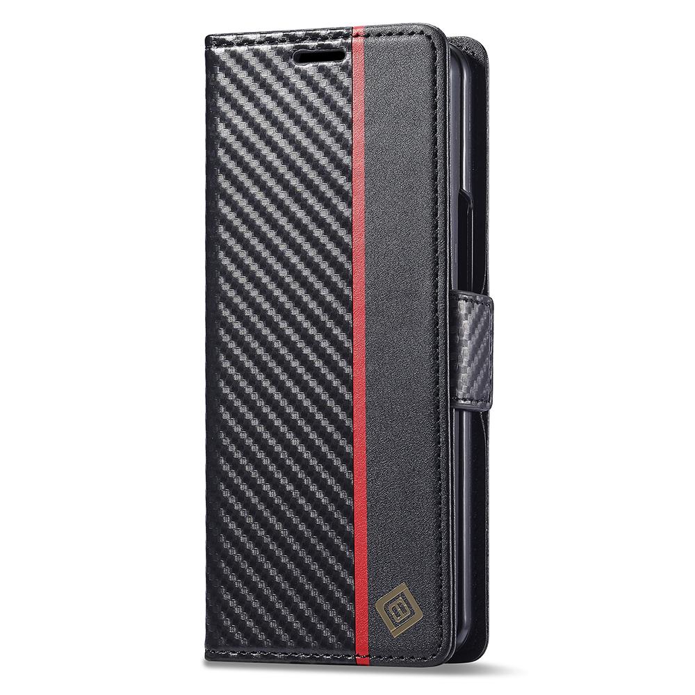 LC.IMEEKE For Samsung Galaxy Z Fold6 5G Case Carbon Fiber Texture Magnetic Closure Phone Cover