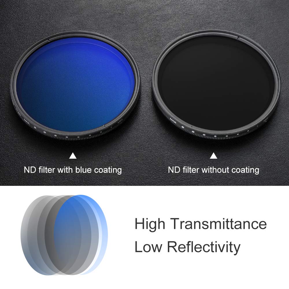 Concept Variable ND Filter Variable ND Light Reduction Range Thin Frame Design Variable ND K&F ND2~ND400 16-Layer Multi-Coating () (49mm,