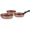 Set of 3 Frying Pans - All Hobs Including Induction - ARTHUR MARTIN - AM9811 - Ø 20, 24 and 28 Cm + 1 Removable Handle - Terracotta